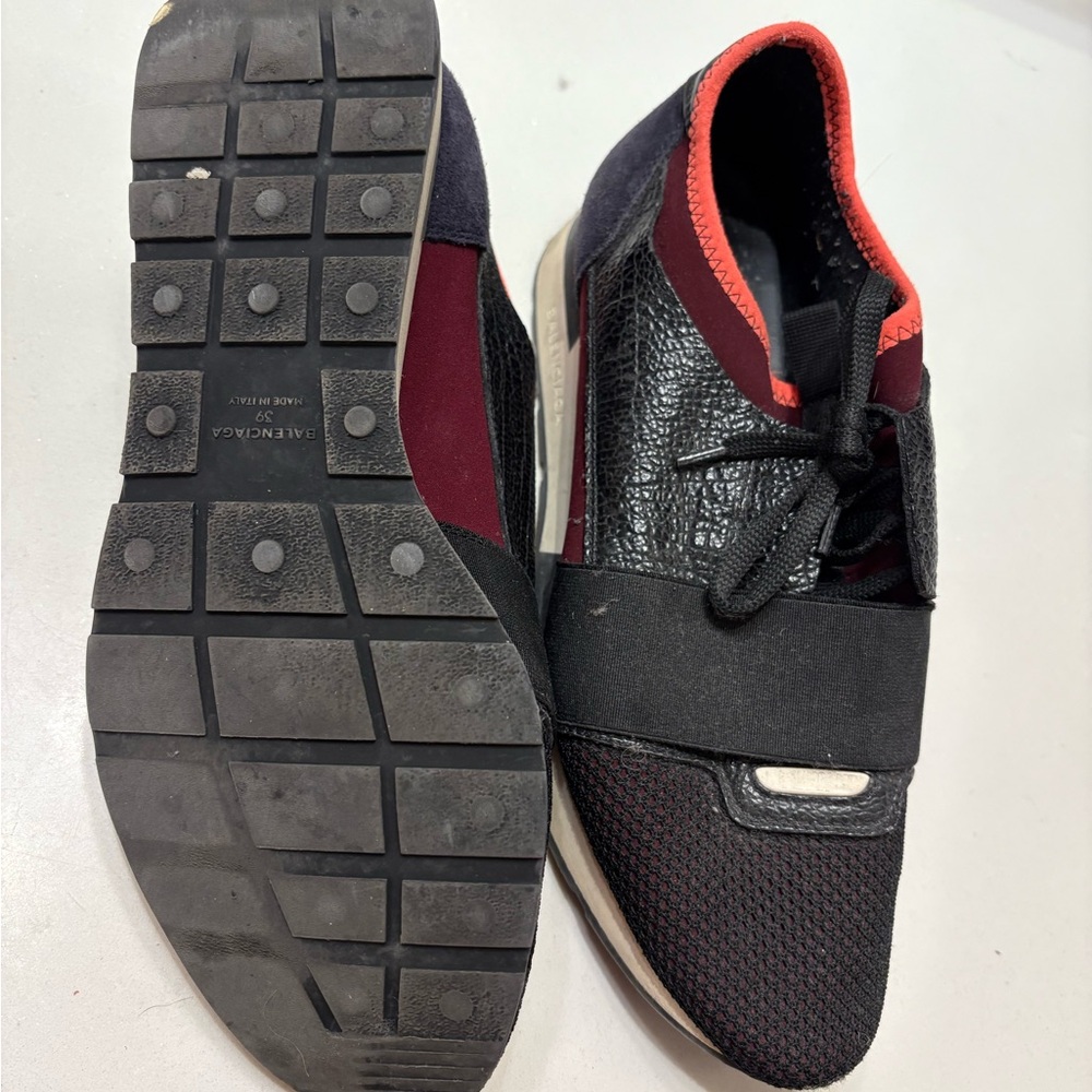 Balenciaga Black and Red Athletic Shoes